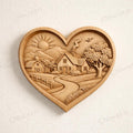 Fichier CNC cœur farmhouse romantique, bas-relief bois country, décoration murale rustique, modèle gravure 3D STL