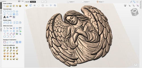 Fichier CNC ange gardien ailes, bas-relief bois mémorial, décoration murale spirituelle, sculpture bois, modèle gravure 3D STL