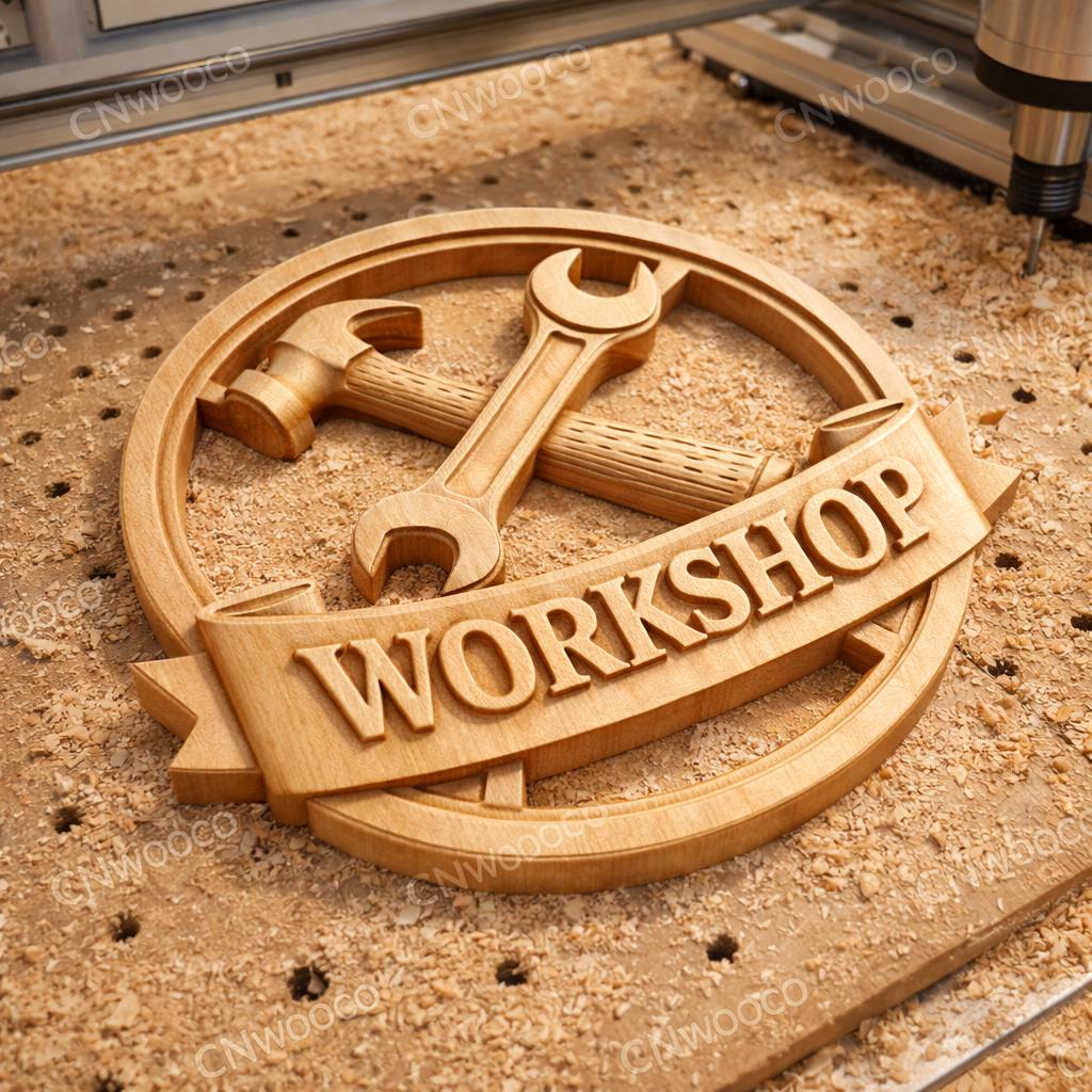 Fichier CNC panneau workshop outils bois, bas-relief atelier menuisier, décoration murale garage, modèle gravure 3D STL