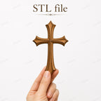 Fichier CNC & impression 3D croix chrétienne – bas-relief bois pour sculpture CNC, décoration murale religieuse STL