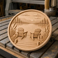CNC & impression 3D relief lac avec chaises Adirondack, décoration chalet nature, fichier STL très haute qualité
