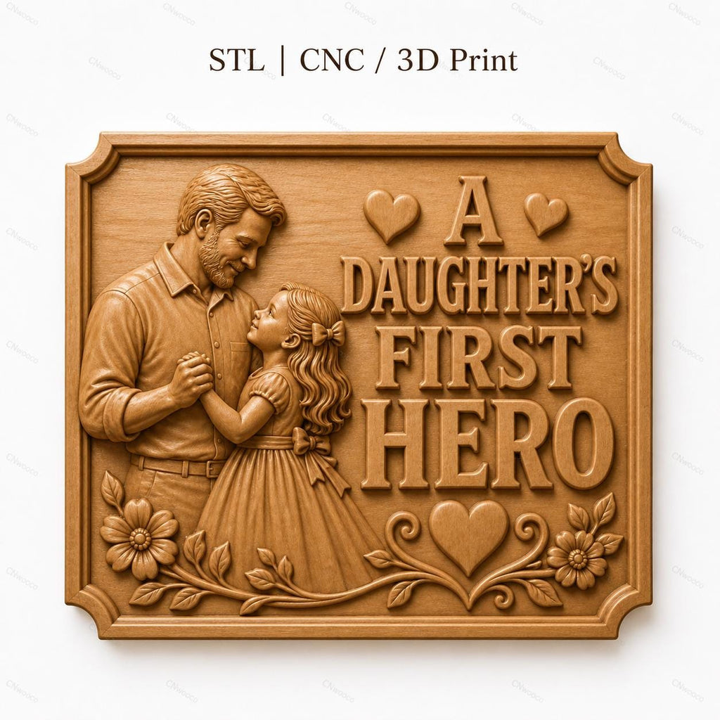 CNC & 3D-Reliefdruck Vater und Tochter First Hero, STL-Datei sehr hohe Qualität
