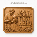 CNC & 3D-Reliefdruck Vater und Tochter First Hero, STL-Datei sehr hohe Qualität
