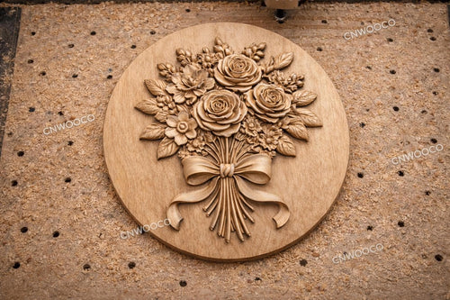 Fichier CNC bouquet floral roses – bas-relief 3D pour sculpture bois, décoration murale STL