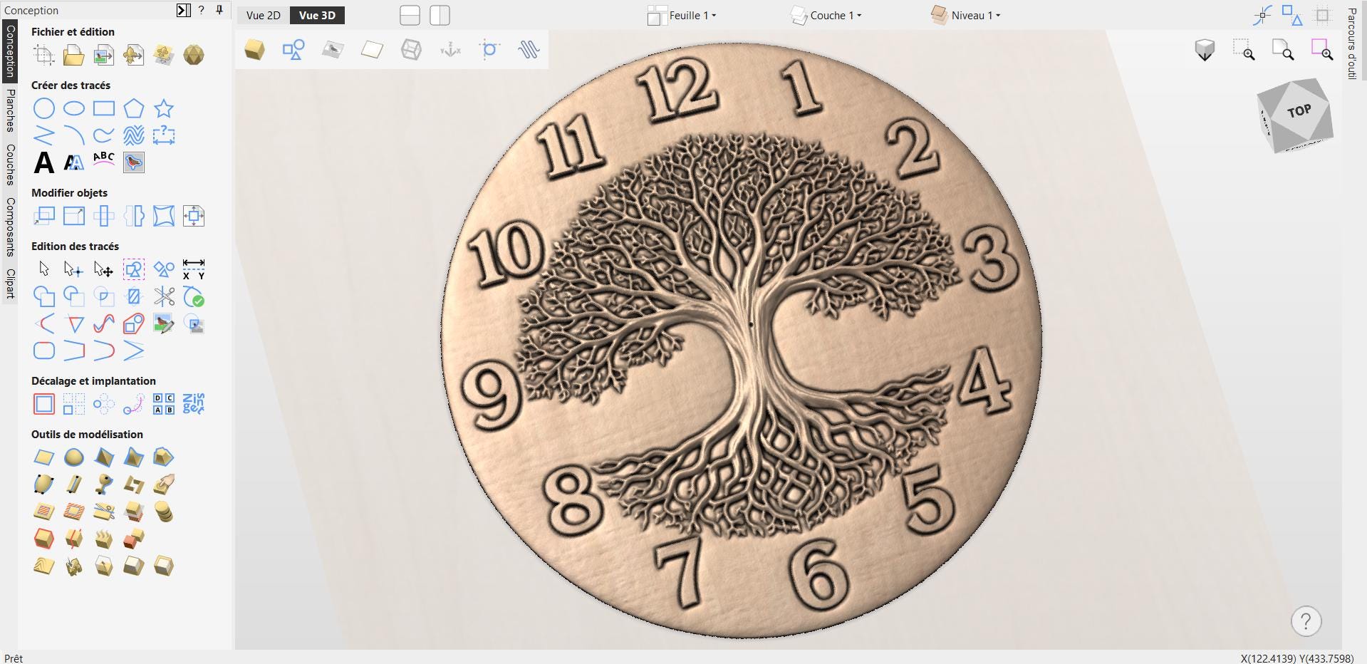 CNC-Datei Lebensuhrbaum – spirituelles Basrelief für Holzskulptur, Baum-Wanddekoration STL