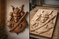 CNC-Datei Samurai-Rüstung japanisch, Basrelief Holz Krieger, asiatische Wanddekoration, Holzschnitzerei, 3D-Gravurmodell STL