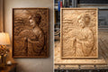 CNC-Datei japanische Geisha Berg Fuji – asiatisches Basrelief für Holzskulptur, Wanddekoration STL