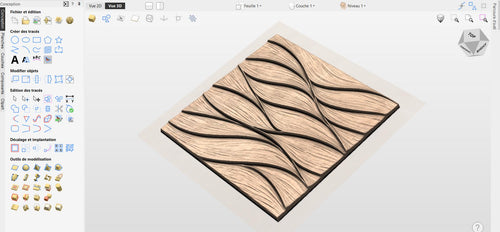 Fichier CNC panneau texture bois vague – bas-relief pour sculpture bois, design porte de meuble et décoration murale STL