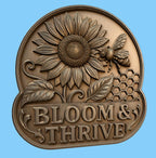 CNC- und 3D-Reliefdruck Bloom und Thrive mit Sonnenblume und Biene, dekorative Datei für Holzgravur, hochwertige STL