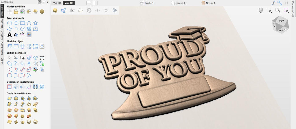 Fichier CNC & impression 3D panneau “Proud Of You” personnalisable – bas-relief bois pour cadeau graduation, décoration murale STL