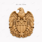 CNC & impression 3D aigle américain avec drapeau et montagnes, fichier STL très haute qualité