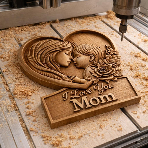Fichier CNC & impression 3D cœur floral roses – bas-relief bois pour cadeau fête des mères, décoration murale STL