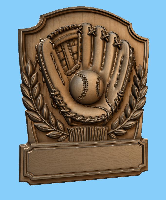 CNC- & 3D-Reliefdruck Baseball mit Handschuh und Ball, sehr hochwertige STL-Datei zur Personalisierung