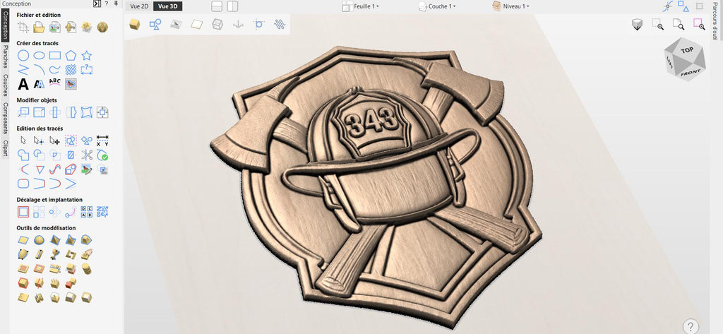 CNC-Datei Feuerwehrhelm, Holz-Flachrelief Feuerwehr, Wanddekoration Feuerwehr, Holzskulptur, 3D-STL-Gravurmodell