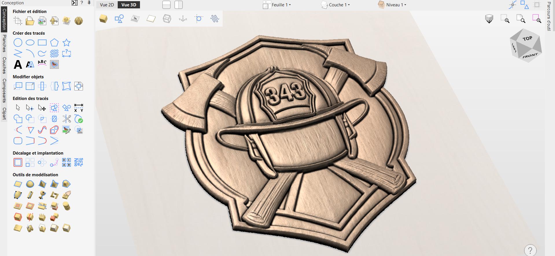 CNC-Datei Feuerwehrhelm, Holz-Flachrelief Feuerwehr, Wanddekoration Feuerwehr, Holzskulptur, 3D-STL-Gravurmodell