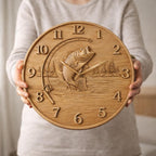 Fichier CNC horloge pêche bass – bas-relief poisson pour sculpture bois, décoration murale pêcheur STL