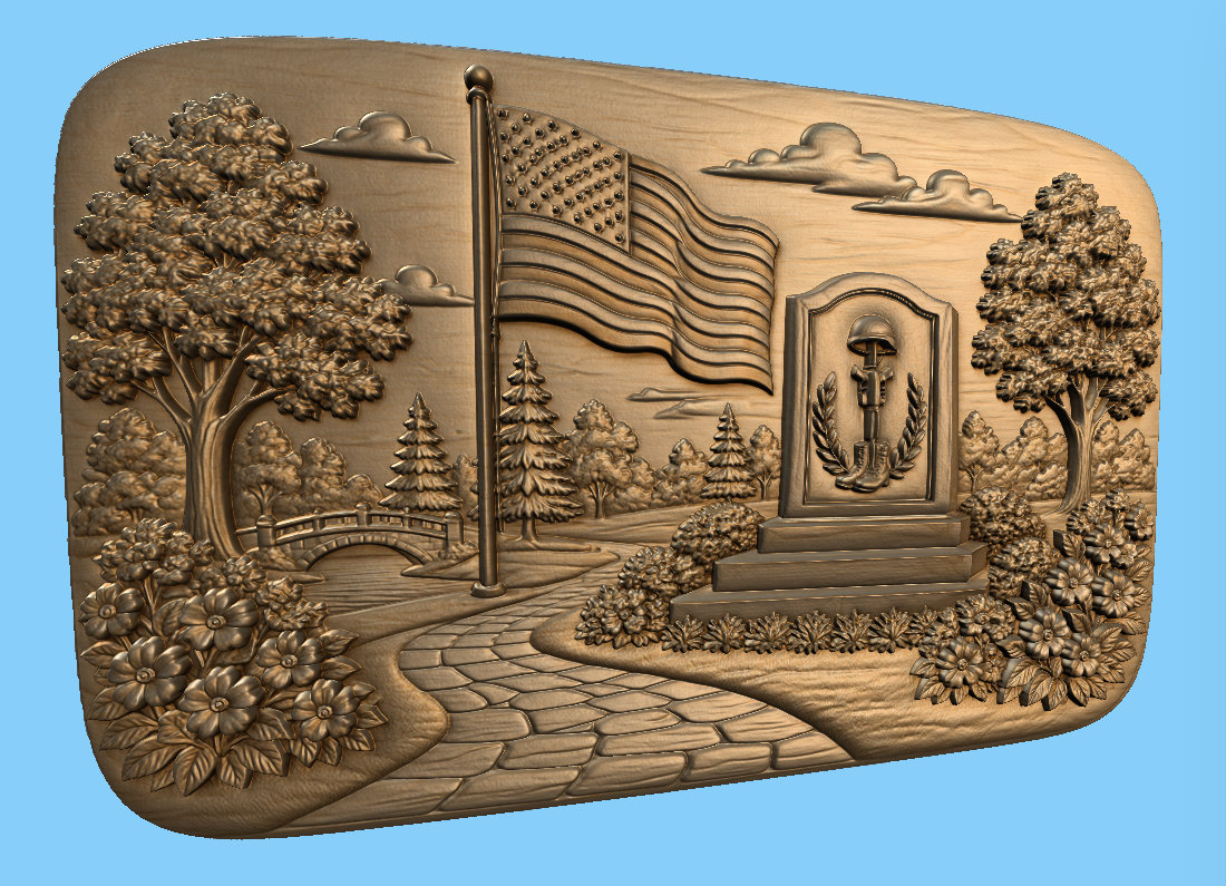 CNC & impression 3D mémorial militaire USA, drapeau américain, jardin commémoratif patriotique, fichier STL
