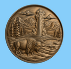 CNC & impression 3D relief bison Yellowstone geyser, décor western nature, fichier STL très haute qualité