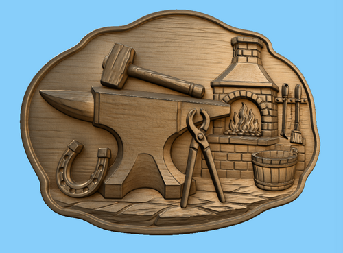 Relief de forgeron avec enclume CNC & impression 3D, forge et outils, fichier STL très haute qualité