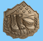 Relief mémorial militaire CNC & impression 3D, bottes soldat, dog tags, drapeau américain, fichier STL très haute qualité