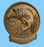 Relief poisson bass pêche CNC & impression 3D, plaque pêcheur en bois, décoration pêche, fichier STL très haute qualité