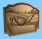 CNC & impression 3D relief golf avec club, balle, tee et plaque à personnaliser, fichier STL très haute qualité