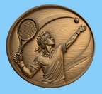 CNC & impression 3D relief joueur de tennis au service avec raquette et balle, fichier STL très haute qualité
