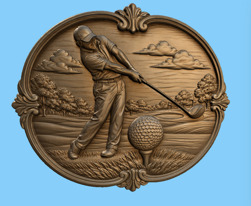 Relief golf joueur sur parcours, CNC & impression 3D, fichier STL, STL de très haute qualité
