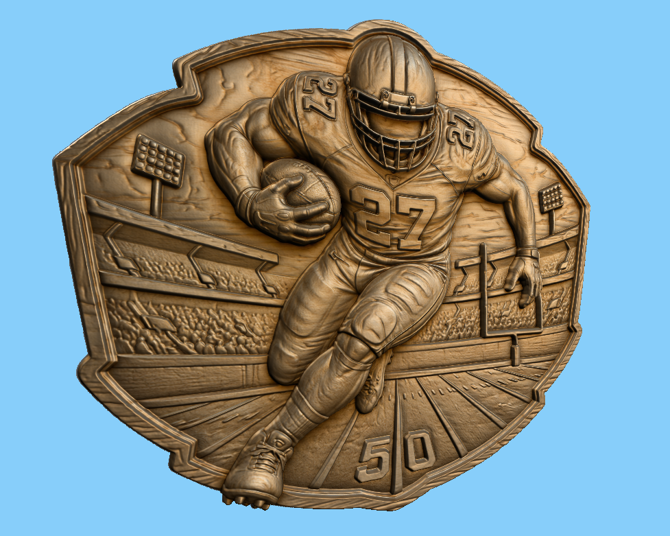 Relief football américain joueur 27, CNC & impression 3D, fichier STL, STL de très haute qualité
