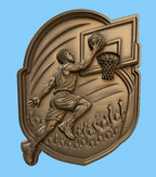 CNC & impression 3D relief joueur de basket en dunk avec panier et foule, fichier STL très haute qualité