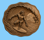 Relief surfeur vague tropicale, CNC & impression 3D, fichier STL, STL de très haute qualité