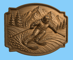CNC & impression 3D relief skieur alpin en montagne, déco chalet ski, STL très haute qualité