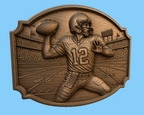 Relief quarterback football américain numéro 12, CNC & impression 3D, fichier STL, STL de très haute qualité
