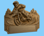 CNC & impression 3D relief motocross à personnaliser, pilote dirt bike, trophée moto, STL très haute qualité