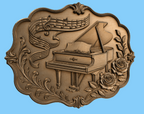 CNC & impression 3D relief piano floral avec notes de musique, décoration murale sculpture bois STL très haute qualité