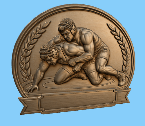 Relief lutte trophée à personnaliser CNC & impression 3D, fichier STL sport combat, STL de très haute qualité