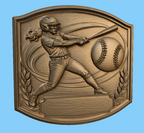 CNC & impression 3D relief softball féminin à personnaliser, plaque sportive pour sculpture bois, STL très haute qualité