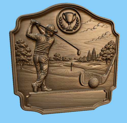 CNC & impression 3D relief golf à personnaliser, trophée golfeur, plaque victoire, STL très haute qualité
