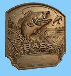 CNC & impression 3D relief bass fishing tournament à personnaliser, trophée pêche, plaque victoire, STL très haute qualité