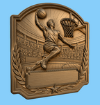 CNC & impression 3D trophée basket avec joueur dunk, panier et plaque à personnaliser, fichier STL très haute qualité