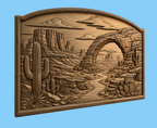 CNC & impression 3D relief désert américain, arches rocheuses, cactus et paysage western, fichier STL très haute qualité