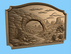 CNC & impression 3D relief paysage désert western, arche rocheuse, cactus et mesas, fichier STL très haute qualité