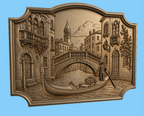 Fichier CNC & impression 3D bas-relief Venise gondole, décor mural canal italien, modèle 3D STL très haute qualité