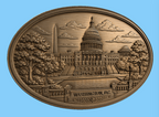 CNC & impression 3D relief Washington D.C., Capitole américain, monuments USA, plaque ovale sculpture bois fichier STL haute qualité