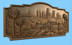 CNC & impression 3D relief Hollywood Los Angeles, skyline, observatoire Griffith, palmiers, fichier STL haute qualité