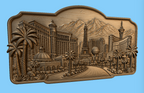 CNC & impression 3D relief Las Vegas Strip, skyline, hôtels, palmiers et montagnes, sculpture bois fichier STL haute qualité