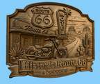 CNC & impression 3D relief Route 66 Centennial, moto vintage, motel et désert américain, sculpture bois fichier STL haute qualité