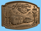 CNC & impression 3D relief Route 66 Adventure, caravane vintage, voiture classique, désert, fichier STL de haute qualité