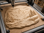 CNC & impression 3D relief montagnes alpines, paysage sapins et lac, décoration nature, sculpture bois fichier STL haute qualité