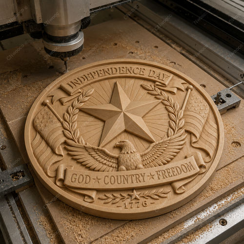 Relief Independence Day CNC & impression 3D, aigle américain étoile et drapeaux USA, fichier STL très haute qualité
